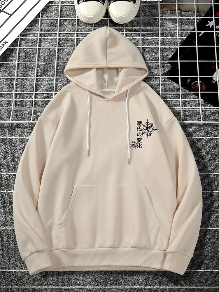 COZYEASE Men's Y2K Graphic Hoodie Drawstring Vintage